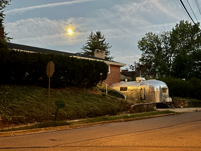 Moon over Airstream, Pittsburgh, PA
